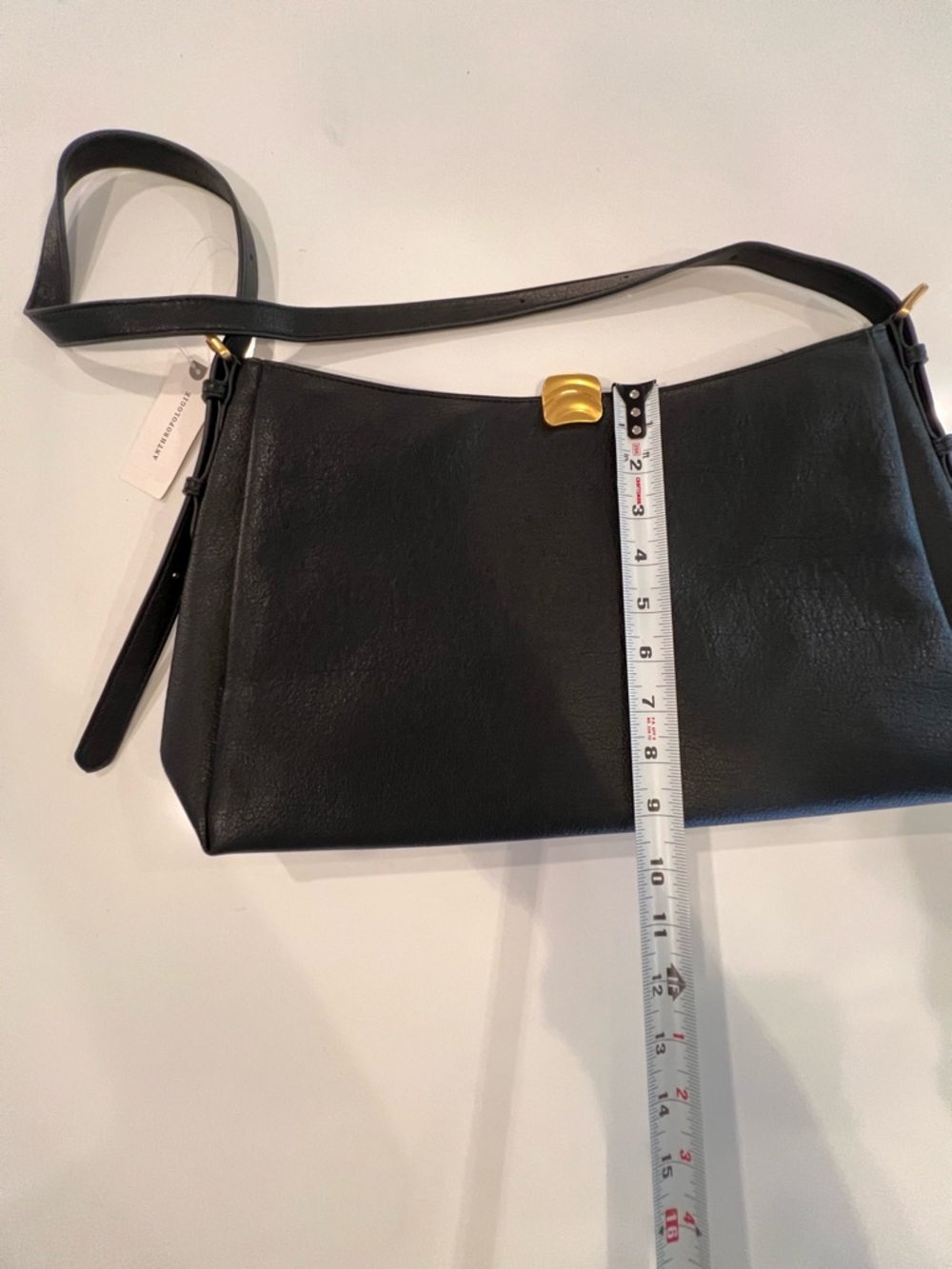 Anthropologie Black Leather Hobo Shoulder Bag Gold Hardware NWT - Picture 4 of 11